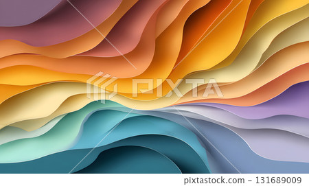 Layered paper cut style background with smooth curves and shadows. Layered paper cut style background with smooth curves and shadows. 131689009