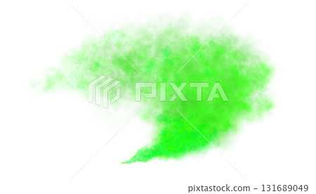 Curved Green smoke cloud isolated on transparent background for use in design, digital art, advertising, or abstract visual effects 131689049