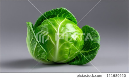 Fresh green cabbage placed on a neutral background in a studio setting 131689630