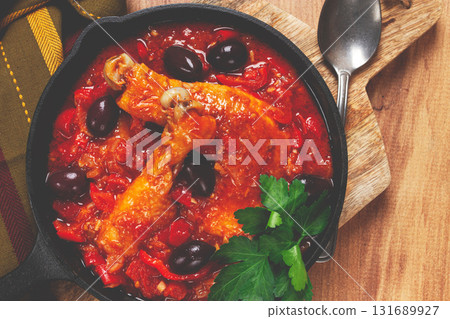 Pollo alla romana, Roman chicken, homemade, no people, 131689927