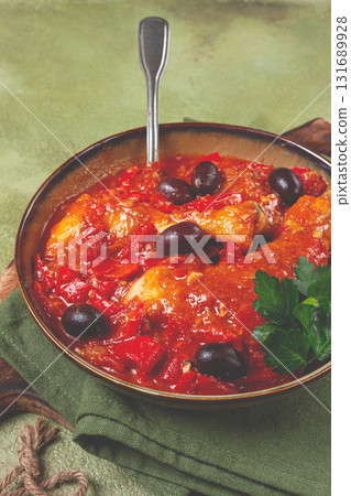 Pollo alla romana, Roman chicken, homemade, no people, 131689928