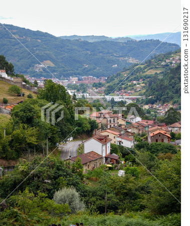 Mountain town of Mieres in Asturias Spain 131690217