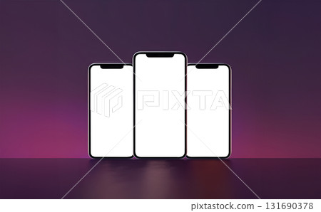 smartphone handphone phone with transparent screen cutout on dark background, PNG file. Mockup template for artwork design. Copy text space. 131690378