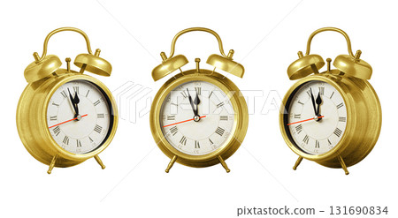 set collection retro clock, watch, pointer clock, Yellow color alarm clock on isolated white background set collection retro clock, watch, pointer clock, Yellow color alarm clock on isolated white background 131690834