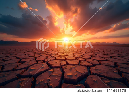 Dry and cracked land, dry due to lack of rain. Effects of climate change such as desertification and droughts. Dry and cracked land, dry due to lack of rain. Effects of climate change such as desertification and droughts. 131691176