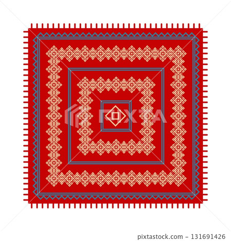 Red carpet with floor pattern. 131691426