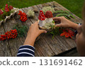 Fall-themed project made from natural and repurposed materials, featuring a mushroom design. 131691462