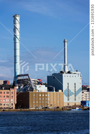 Roselundverket combined heat and power powerplant on bank of Gota river next to Alvstaden development construction site on May 10, 2025 in Gothenburg, Sweden. 131691930