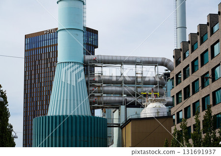 Roselundverket combined heat and power powerplant on bank of Gota river next to Alvstaden development construction site on May 14, 2025 in Gothenburg, Sweden. 131691937