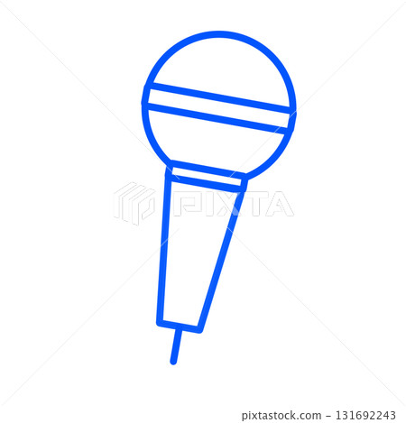 Blue line drawing microphone with transparent background illustration 131692243