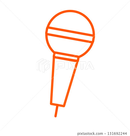 Orange line drawing microphone background transparent illustration 131692244