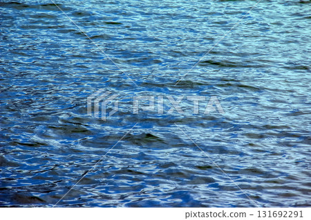Water background of lake Traunsee in Alps. Colorful texture of reflections of a clear mountain lake. Texture of water with reflections. 131692291