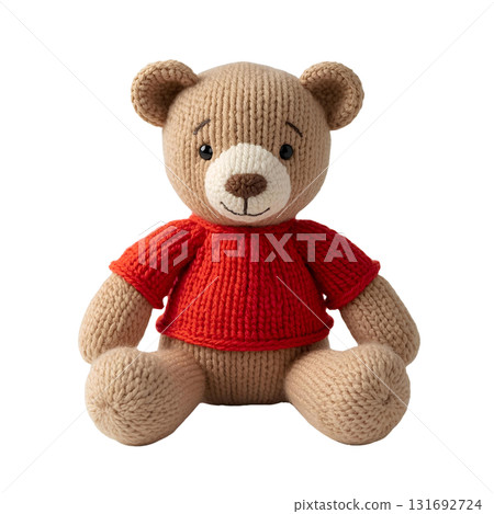 A stuffed bear wearing a red T-shirt (sitting) A stuffed bear wearing a red T-shirt (sitting) 131692724