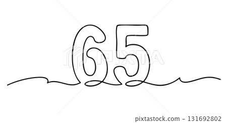 Elegant one line drawing of number 65 Elegant one line drawing of number 65 131692802