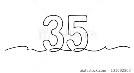 Modern line art drawing of number 35 Modern line art drawing of number 35 131692803