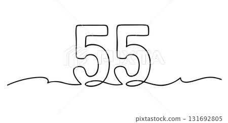 Minimal one line drawing of number 55 131692805