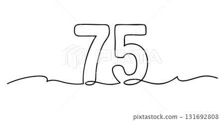 Stylized continuous line drawing of number 75 131692808