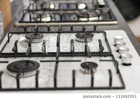 Close-up of modern gas stove burners 131692951