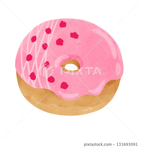草莓巧克力甜甜圈水彩手繪插畫 131693091