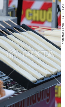 corn dog displayed at supermarket  131693351