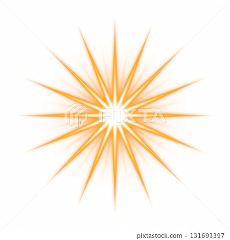 A sunburst with an intense orange glow placed on a transparent background 131693397