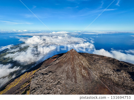 Piquinho, Top and Crater of Mount Pico. Pico Island, Azores. Portugal. Aerial View 131694753