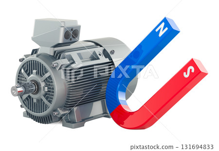 Electric motor with horseshoe magnet. 3D rendering 131694833