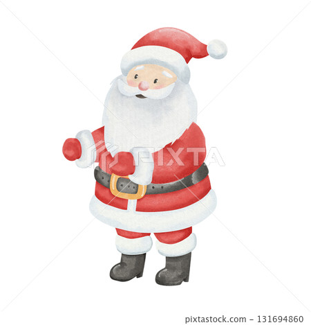 Santa Claus. Watercolor illustration of an old man with white beard and red hat. Symbol of New Year and Christmas. Isolated, white background. Santa Claus. Watercolor illustration of an old man with white beard and red hat. Symbol of New Year and Christmas. Isolated, white background. 131694860