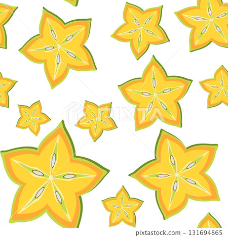 Starfruit slices seamless tropical pattern vector illustration 131694865