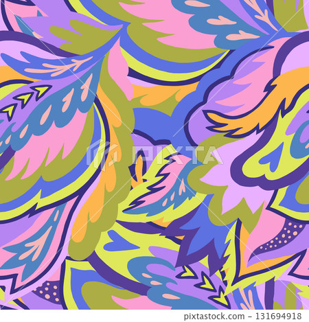 Colorful seamless pattern with chaotic floral and psychedelic abstract elements. Colorful seamless pattern with chaotic floral and psychedelic abstract elements. 131694918