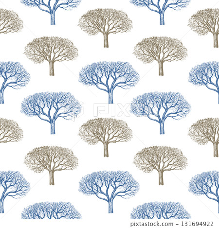 Seamless pattern with elegant trees silhouette. Modern abstract botanical print for wallpaper and fabric.  131694922
