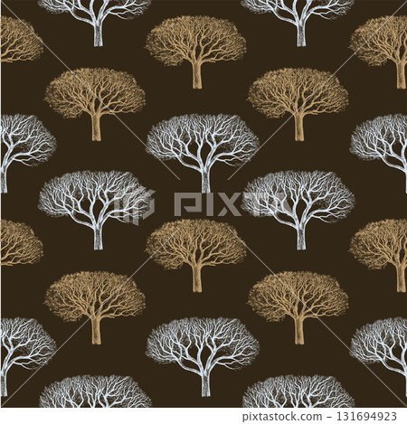 Seamless pattern with elegant trees silhouette. Modern abstract botanical print for wallpaper and fabric.  131694923