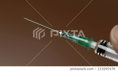 Close-up view of a syringe ready for vaccination during health procedures 131695476