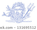 Greek Mythology Poseidon Line Art God Of Sea Storm Ocean Ancient God Outline One Line Modern Minimalist Vector 131695512