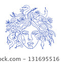 Greek Mythology Medusa Gorgon Line Art Goddess Ancient God Outline One Line Modern Minimalist Vector 131695516