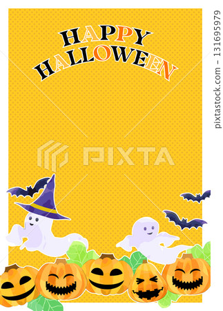 萬聖節明信片模板,上面有可愛的鬼魂和南瓜 萬聖節明信片模板,上面有可愛的鬼魂和南瓜 131695979