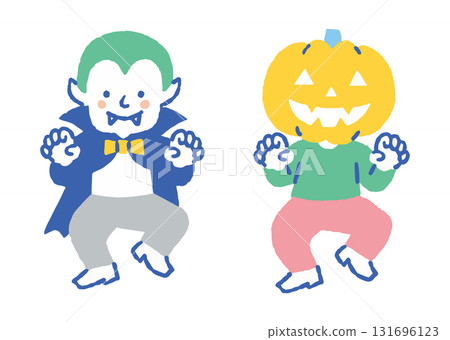 萬聖節德古拉和南瓜人_顏色 萬聖節德古拉和南瓜人_顏色 131696123