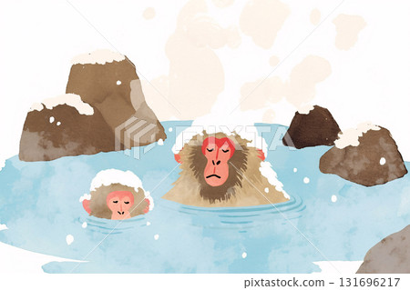 A monkey entering a hot spring 131696217
