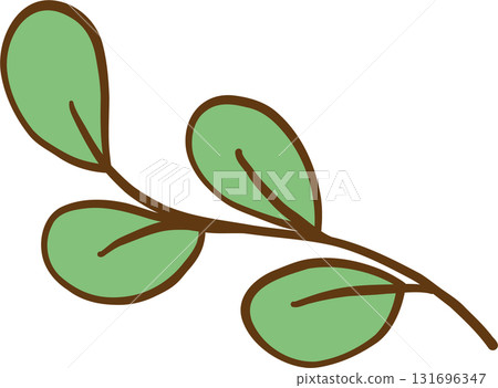 Hand Drawn Branch with Green Leaves Hand Drawn Branch with Green Leaves 131696347