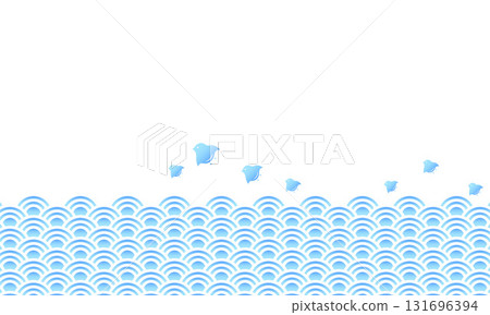 藍色漸層背景，青海波與千鳥格紋結合 131696394