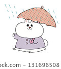 穿著雨衣的兔子在雨天散步 | 可愛的兒童動物插畫 131696508