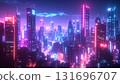 Futuristic AI city glowing digital space illustration 131696707