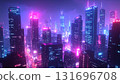 Futuristic AI city glowing digital space illustration 131696708