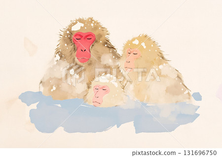 A monkey entering a hot spring 131696750