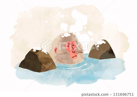 A monkey entering a hot spring 131696751