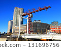 Crane monument shining against the blue sky 131696756