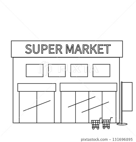 Simple line drawing supermarket illustration 131696895