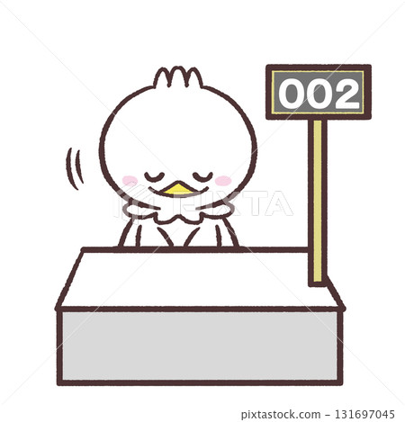 Illustration of a white bird bowing at the window 131697045