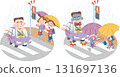 Traffic Safety <Crosswalk on a Rainy Day & Child & Car (Businessman) (Red Light)> 131697136