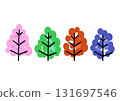 Tree set, spring, summer, autumn, winter, Nordic style illustration 131697546